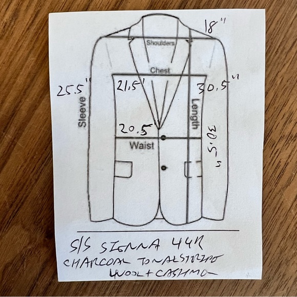 SuitSupply Sienna Charcoal tonal stripe VBC wool cashmere suit jacket 44r - Picture 3 of 11